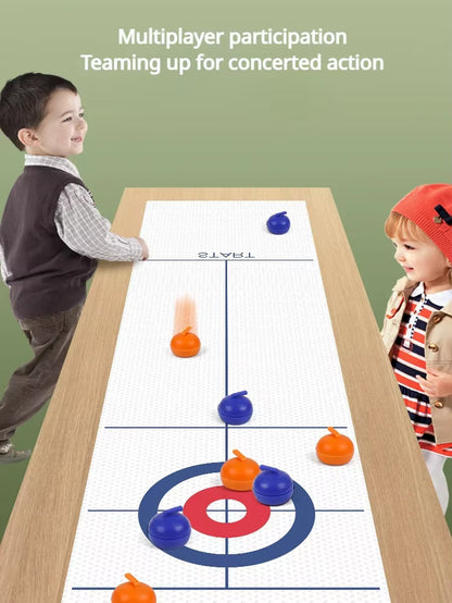  Tabletop Curling Game with 8 Rollers & Shuffleboard Pucks